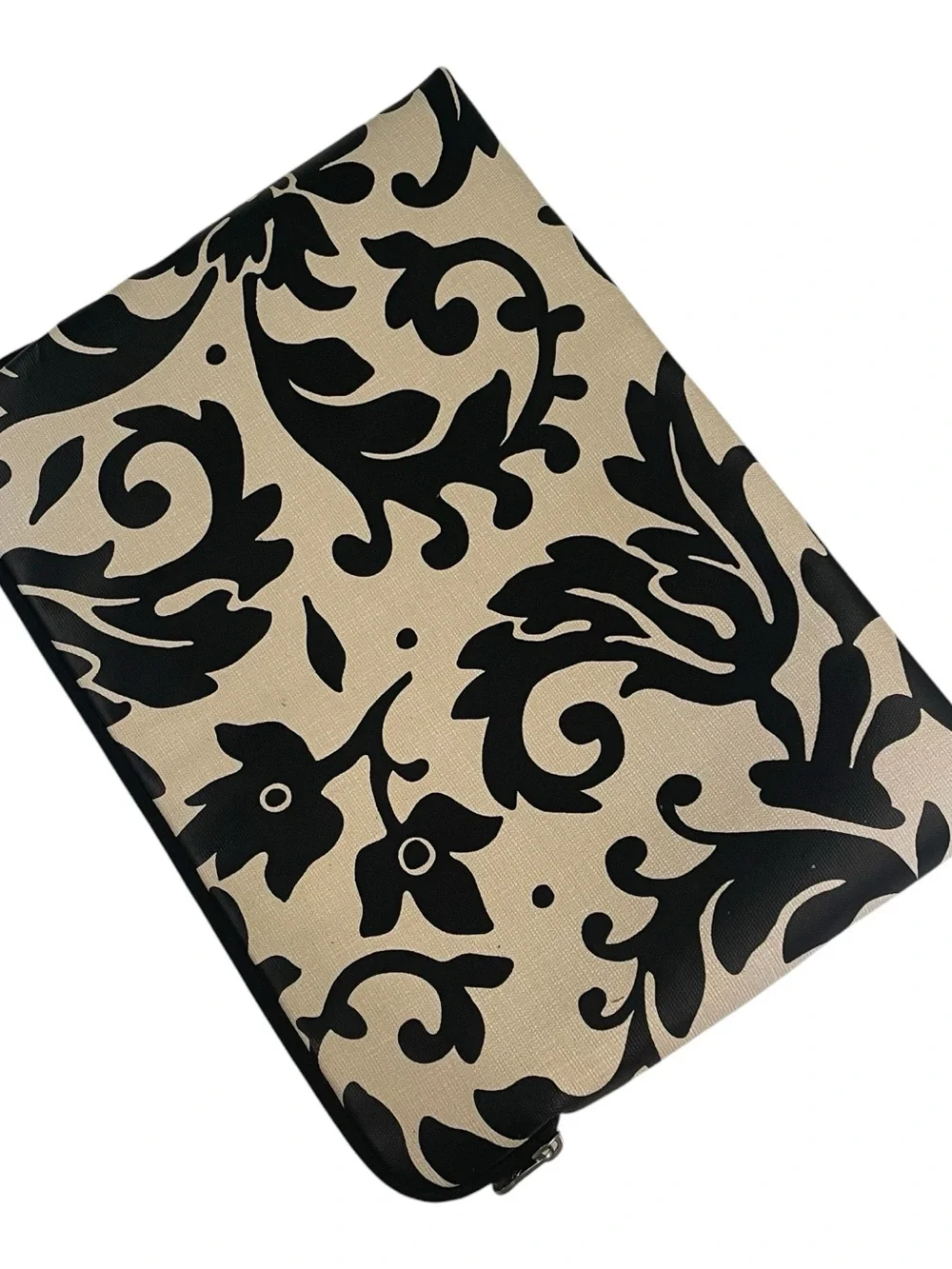 Martha Stewart Padded Laptop Case Cream Black Floral Outer Zip Pocket